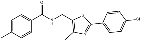 N-([2-(4-CHLOROPHENYL)-4-METHYL-1,3-THIAZOL-5-YL]METHYL)-4-METHYLBENZENECARBOXAMIDE 结构式