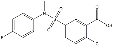 2-氯-5-[(4-氟苯基)(甲基)氨磺酰基]苯甲酸 结构式