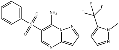 2-[1-METHYL-5-(TRIFLUOROMETHYL)-1H-PYRAZOL-4-YL]-6-(PHENYLSULFONYL)PYRAZOLO[1,5-A]PYRIMIDIN-7-AMINE 结构式