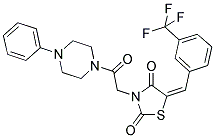 (E)-3-(2-OXO-2-(4-PHENYLPIPERAZIN-1-YL)ETHYL)-5-(3-(TRIFLUOROMETHYL)BENZYLIDENE)THIAZOLIDINE-2,4-DIONE 结构式