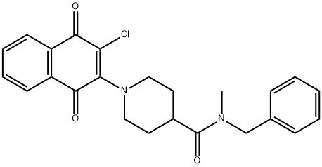 N-BENZYL-1-(3-CHLORO-1,4-DIOXO-1,4-DIHYDRO-2-NAPHTHALENYL)-N-METHYL-4-PIPERIDINECARBOXAMIDE 结构式