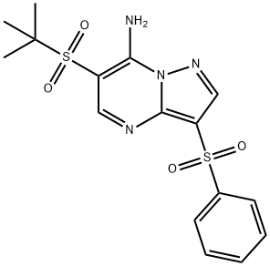 6-(TERT-BUTYLSULFONYL)-3-(PHENYLSULFONYL)PYRAZOLO[1,5-A]PYRIMIDIN-7-AMINE 结构式