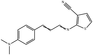 2-(((E,2E)-3-[4-(DIMETHYLAMINO)PHENYL]-2-PROPENYLIDENE)AMINO)-3-THIOPHENECARBONITRILE 结构式