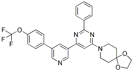 8-(2-PHENYL-6-[5-(4-TRIFLUOROMETHOXY-PHENYL)-PYRIDIN-3-YL]-PYRIMIDIN-4-YL)-1,4-DIOXA-8-AZA-SPIRO[4.5]DECANE 结构式