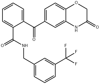 2-[(3-OXO-3,4-DIHYDRO-2H-1,4-BENZOXAZIN-6-YL)CARBONYL]-N-[3-(TRIFLUOROMETHYL)BENZYL]BENZENECARBOXAMIDE 结构式