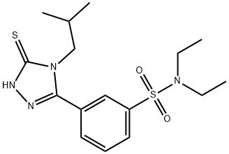 N,N-二乙基-3-[4-(2-甲基丙基)-5-硫烷基-4H-1,2,4-三唑-3-基]苯-1-磺酰胺 结构式