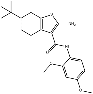 2-氨基-N-(2,4-二甲氧苯基)-叔丁基-4,5,6,7-四氢-1-苯并噻吩-3-甲酰胺 结构式