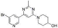 1-[6-(5-BROMOPYRIDIN-3-YL)-2-METHYLPYRIMIDIN-4-YL]PIPERIDIN-4-OL 结构式