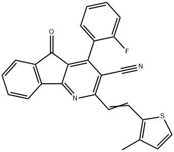 4-(2-FLUOROPHENYL)-2-[(E)-2-(3-METHYL-2-THIENYL)ETHENYL]-5-OXO-5H-INDENO[1,2-B]PYRIDINE-3-CARBONITRILE 结构式