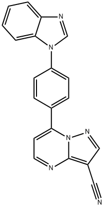 7-[4-(1H-1,3-BENZIMIDAZOL-1-YL)PHENYL]PYRAZOLO[1,5-A]PYRIMIDINE-3-CARBONITRILE 结构式