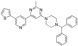 4-(4-BENZHYDRYL-PIPERAZIN-1-YL)-2-METHYL-6-(5-THIOPHEN-2-YL-PYRIDIN-3-YL)-PYRIMIDINE 结构式