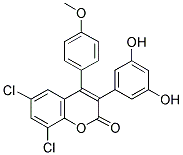6,8-DICHLORO-4-(3',5'-DIHYDROXYPHENYL)-4-(4'-METHOXYPHENYL)COUMARIN 结构式
