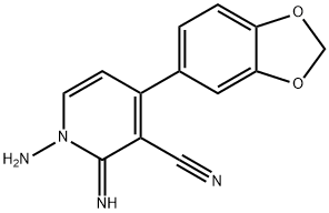 1-AMINO-4-(1,3-BENZODIOXOL-5-YL)-2-IMINO-1,2-DIHYDRO-3-PYRIDINECARBONITRILE 结构式