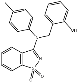 2-[[(1,1-二氧代-1,2-苯并噻唑-3-基)-(4-甲基苯基)氨基]甲基]苯酚 结构式