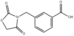 3-[(2,4-二氧亚基-1,3-噻唑烷-3-基)甲基]苯甲酸 结构式