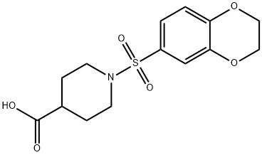 1-[(2,3-二氢-1,4-苯并二噁英-6-基)磺酰基]-4-哌啶甲酸 结构式