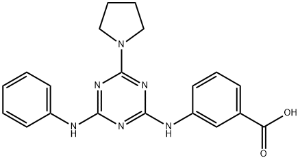 3-[(4-Anilino-6-pyrrolidin-1-yl-1,3,5-triazin-2-yl)amino]benzoic acid 结构式