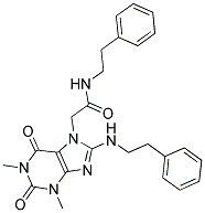 2-(1,3-DIMETHYL-2,6-DIOXO-8-(PHENETHYLAMINO)-1,2,3,6-TETRAHYDROPURIN-7-YL)-N-PHENETHYLACETAMIDE 结构式