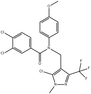 3,4-DICHLORO-N-([5-CHLORO-1-METHYL-3-(TRIFLUOROMETHYL)-1H-PYRAZOL-4-YL]METHYL)-N-(4-METHOXYPHENYL)BENZENECARBOXAMIDE 结构式