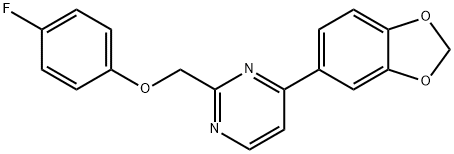4-(1,3-BENZODIOXOL-5-YL)-2-[(4-FLUOROPHENOXY)METHYL]PYRIMIDINE 结构式