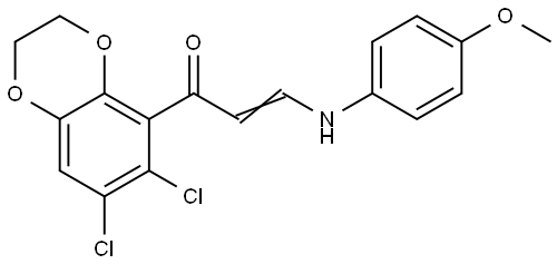 (E)-1-(6,7-Dichloro-2,3-dihydro-1,4-benzodioxin-5-yl)-3-(4-methoxyanilino)-2-propen-1-one 结构式