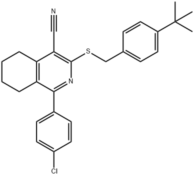 3-([4-(tert-Butyl)benzyl]sulfanyl)-1-(4-chlorophenyl)-5,6,7,8-tetrahydro-4-isoquinolinecarbonitrile 结构式