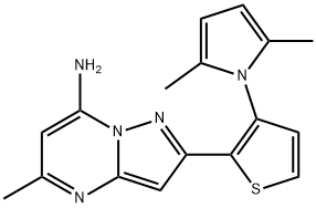 2-[3-(2,5-DIMETHYL-1H-PYRROL-1-YL)-2-THIENYL]-5-METHYLPYRAZOLO[1,5-A]PYRIMIDIN-7-AMINE 结构式