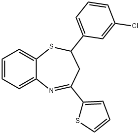 2-(3-CHLOROPHENYL)-4-(2-THIENYL)-2,3-DIHYDRO-1,5-BENZOTHIAZEPINE 结构式