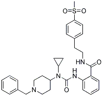 N-(1-BENZYLPIPERIDIN-4-YL)-N-CYCLOPROPYL-N'-[2-(((2-(4-(METHYLSULPHONYL)PHENYL)ETHYL)AMINO)CARBONYL)PHENYL]UREA 结构式