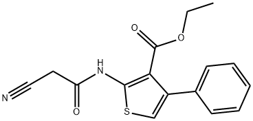 2-(2-氰基乙酰基氨基)-4-苯基-噻吩-3-甲酸乙酯 结构式