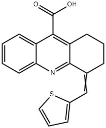 4-(噻吩-2-基亚甲基)-1,2,3,4-四氢吖啶-9-羧酸 结构式