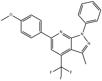 6-(4-METHOXYPHENYL)-3-METHYL-1-PHENYL-4-(TRIFLUOROMETHYL)-1H-PYRAZOLO[3,4-B]PYRIDINE 结构式