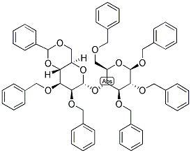 BENZYL 2,3,6-TRI-O-BENZYL-4-O-[2,3-DI-O-BENZYL-4,6-O-BENZYLIDENE-ALPHA-D-MANNOPYRANOSYL]-(1-4)-BETA-D-GLUCOPYRANOSIDE 结构式