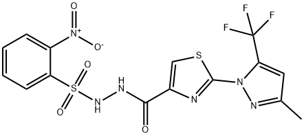 N'-((2-[3-METHYL-5-(TRIFLUOROMETHYL)-1H-PYRAZOL-1-YL]-1,3-THIAZOL-4-YL)CARBONYL)-2-NITROBENZENESULFONOHYDRAZIDE 结构式