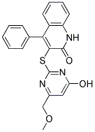 3-{[4-Hydroxy-6-(methoxymethyl)pyrimidin-2-yl]thio}-4-phenylquinolin-2(1H)-one 结构式