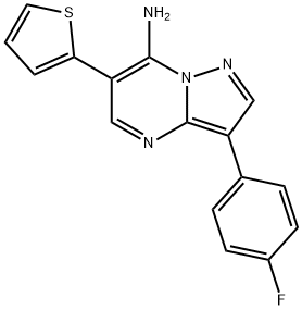 3-(4-FLUOROPHENYL)-6-(2-THIENYL)PYRAZOLO[1,5-A]PYRIMIDIN-7-AMINE 结构式