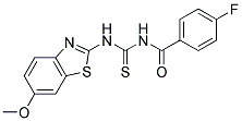 4-FLUORO-N-{[(6-METHOXY-1,3-BENZOTHIAZOL-2-YL)AMINO]CARBONOTHIOYL}BENZAMIDE 结构式