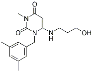 1-(3,5-DIMETHYLBENZYL)-6-[(3-HYDROXYPROPYL)AMINO]-3-METHYLPYRIMIDINE-2,4(1H,3H)-DIONE 结构式