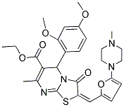 (E)-ETHYL 5-(2,4-DIMETHOXYPHENYL)-7-METHYL-2-((5-(4-METHYLPIPERAZIN-1-YL)FURAN-2-YL)METHYLENE)-3-OXO-3,5-DIHYDRO-2H-THIAZOLO[3,2-A]PYRIMIDINE-6-CARBOXYLATE 结构式