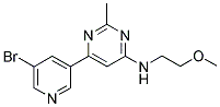 6-(5-Bromopyridin-3-yl)-N-(2-methoxyethyl)-2-methylpyrimidin-4-amine 结构式