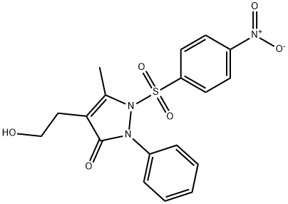 4-(2-Hydroxyethyl)-5-methyl-1-[(4-nitrophenyl)sulfonyl]-2-phenyl-1,2-dihydro-3H-pyrazol-3-one 结构式