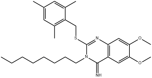 2-[(MESITYLMETHYL)SULFANYL]-6,7-DIMETHOXY-3-OCTYL-4(3H)-QUINAZOLINIMINE 结构式