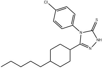 4-(4-Chlorophenyl)-5-(4-pentylcyclohexyl)-4H-1,2,4-triazol-3-ylhydrosulfide 结构式