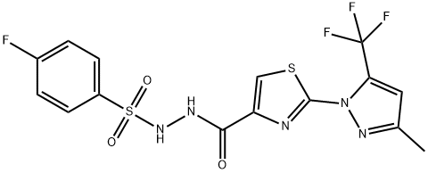 4-FLUORO-N'-((2-[3-METHYL-5-(TRIFLUOROMETHYL)-1H-PYRAZOL-1-YL]-1,3-THIAZOL-4-YL)CARBONYL)BENZENESULFONOHYDRAZIDE 结构式