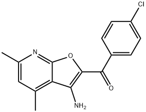 (3-氨基-4,6-二甲基呋喃[2,3-B]吡啶-2-基)(4-氯苯基)甲酮 结构式