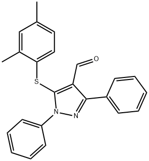 5-[(2,4-DIMETHYLPHENYL)SULFANYL]-1,3-DIPHENYL-1H-PYRAZOLE-4-CARBALDEHYDE 结构式