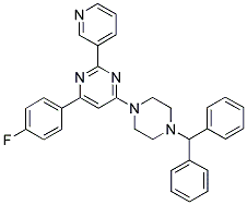 4-(4-BENZHYDRYL-PIPERAZIN-1-YL)-6-(4-FLUORO-PHENYL)-2-PYRIDIN-3-YL-PYRIMIDINE 结构式