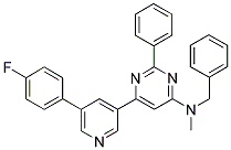 BENZYL-(6-[5-(4-FLUORO-PHENYL)-PYRIDIN-3-YL]-2-PHENYL-PYRIMIDIN-4-YL)-METHYL-AMINE 结构式