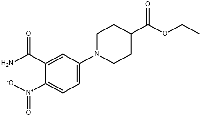 ETHYL 1-[3-(AMINOCARBONYL)-4-NITROPHENYL]-4-PIPERIDINECARBOXYLATE 结构式