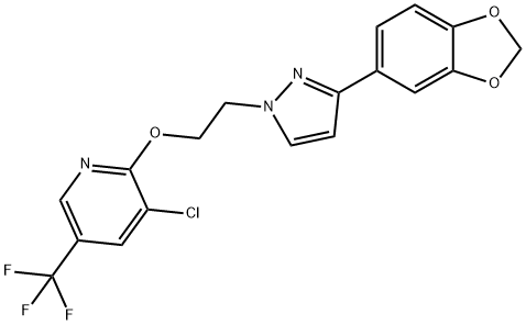 2-(2-[3-(1,3-Benzodioxol-5-yl)-1H-pyrazol-1-yl]ethoxy)-3-chloro-5-(trifluoromethyl)pyridine 结构式